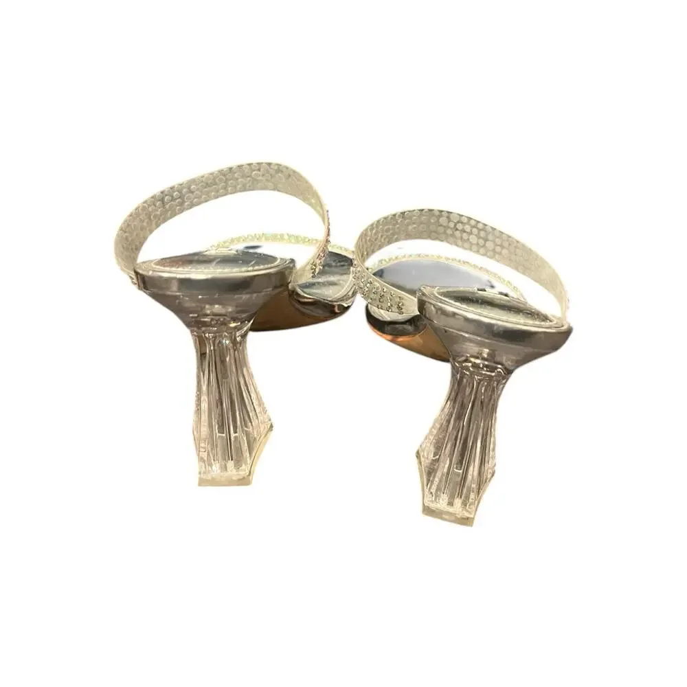 Nine West Yogirl sandals feature a metallic silver shimmer Women’s 8